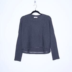 RAMY BROOK Frankie Chain Link Sweater Gray Wool Knit Long Sleeves Women's S